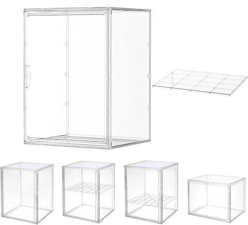 Siyecioa Vitrinas para Colecciones Vitrina Cristal Expositora Metacrilato, Caja de Exhibición de Acrílico Transparente, Vitrina de Muñecas con Puerta para Figuras Coleccionables 2 Estantes (45×33cm)