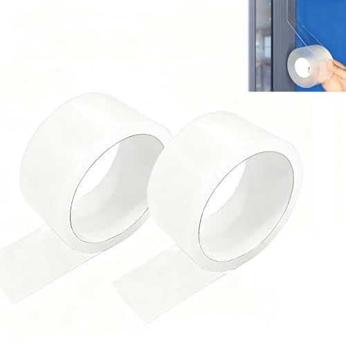 2 Piezas Burletes para Ventanas,Puerta Corredera,5cm x 20m,Aislante Termico Autoadhesivo,Impermeable Cinta Selladora Bañera Ducha,Cinta de Tejido (Transparente)