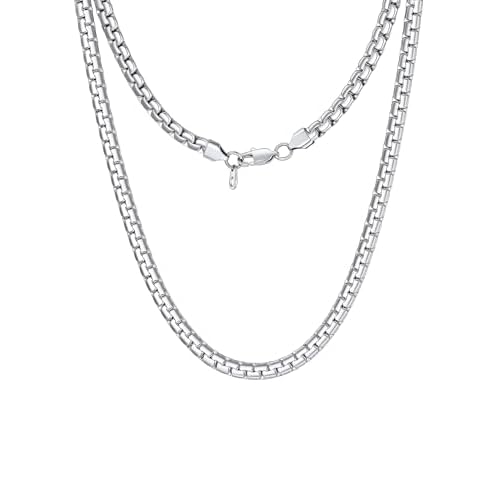 ChainsHouse Flat Box Chain Necklace Men, 2/4/6/8mm Round Link Chain Necklaces, Stainless Steel/Black/14K Gold Plated Mens Jewelry, 14"-30" Length, Come Gift Box