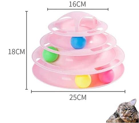 Brinquedo Para Gatos Torre De Bolinhas Interativo 4 níveis (ROSA)
