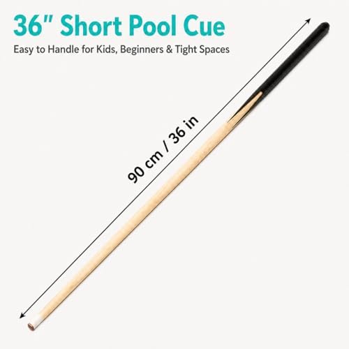 Genubi Industry 36" Wooden Pool Cue Stick Short Pool Stick Pool Cue for Kids Hardwood Billiard Cue Sticks, Set of 2 - 1