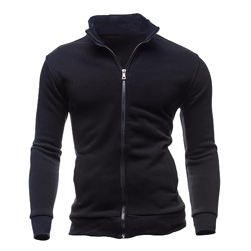 Men's Versatile Jacket Slim Fit High Neck Solid Cardigan Full Zip Up Active Track Jacket Long Sleeves with Pockets
