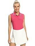 Hiverlay Polo Shirts for Women Sleeveless Golf Tank Tops Tennis Shirt Dry Fit UPF 50+ Lightweight Collared Ladies Tops Rose red s