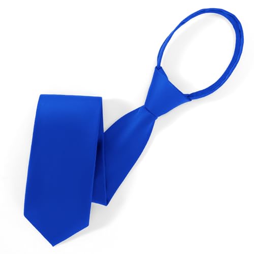 UETLRO Men's 3.15in (8CM) Royal Blue Adjustable Pre-Tied Zipper Ties