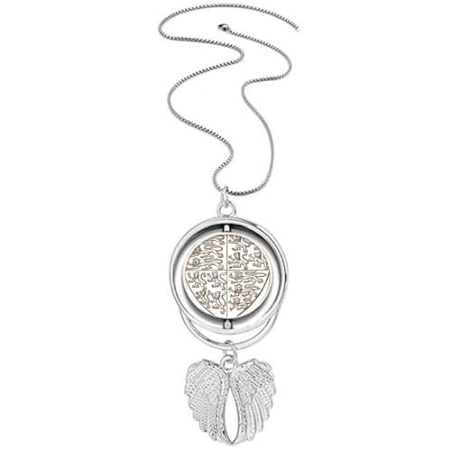 Collier pendentif ailes d'ange et lion noir et blanc pour homme et femme