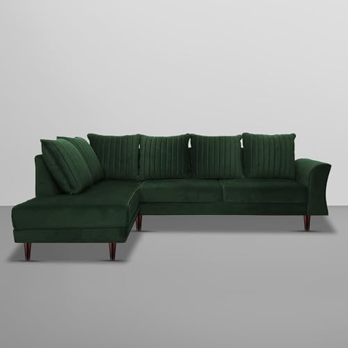Image of Gratly LHS 4 Seater L Shape Sofa Set for Living Room (Green Colour) Premium Fabric Sofa