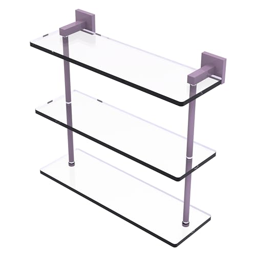 Allied Brass MT-5-16-LVN Montero Collection 16 Inch Triple Tiered Glass Shelf, Lavender