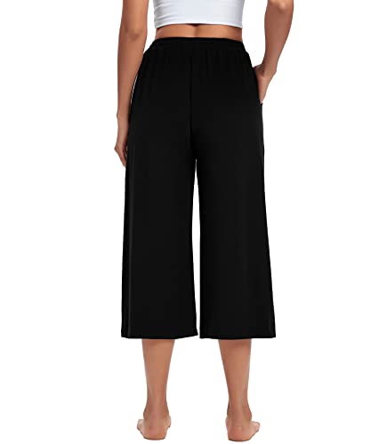 Asimoon Womens Capri Pants Wide Leg Shorts Loose Flowy Pajama Yoga Capris With Pockets For Women Sweatpants Summer Culottes #TOP2