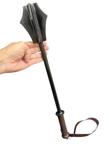 Medieval Crusader Battle Hammer Five Flange Festival Props for Knight Warrior Costume Battle (Simple Black)