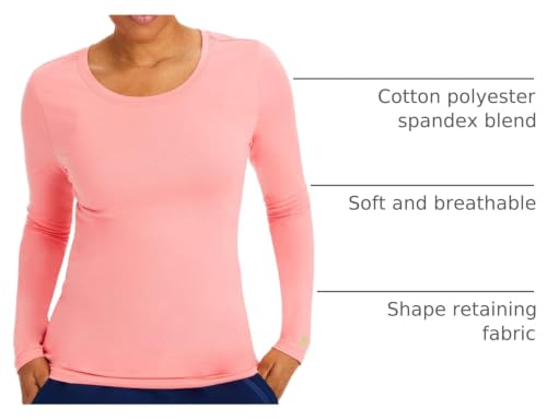 Image of Healing Hands Underscrub Long Sleeve Women Knits Scrub Tops | Soft Cotton Blend Knit, Breathable Stretch Comfort, Machine Wash, Easy Care Fabric, Ideal For Layering Under Scrubs