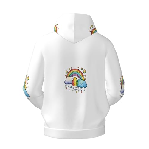 Sweat à capuche imprimé haut de gamme pull léger homme noir Rainbow Clouds 3XL - 4
