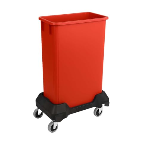 Image of 23 Gallon Slim Rectangular Garbage Can with Wheels - Red