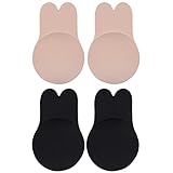 BDSMAGE Trägerloser Klebe BH Push up BH Rückenfrei Unsichtbar BH Selbstklebender Silikon Nipple Cover für Rückenfreies Kleid Abendkleider, Beige+schwarz, 11cm for Cup B/C