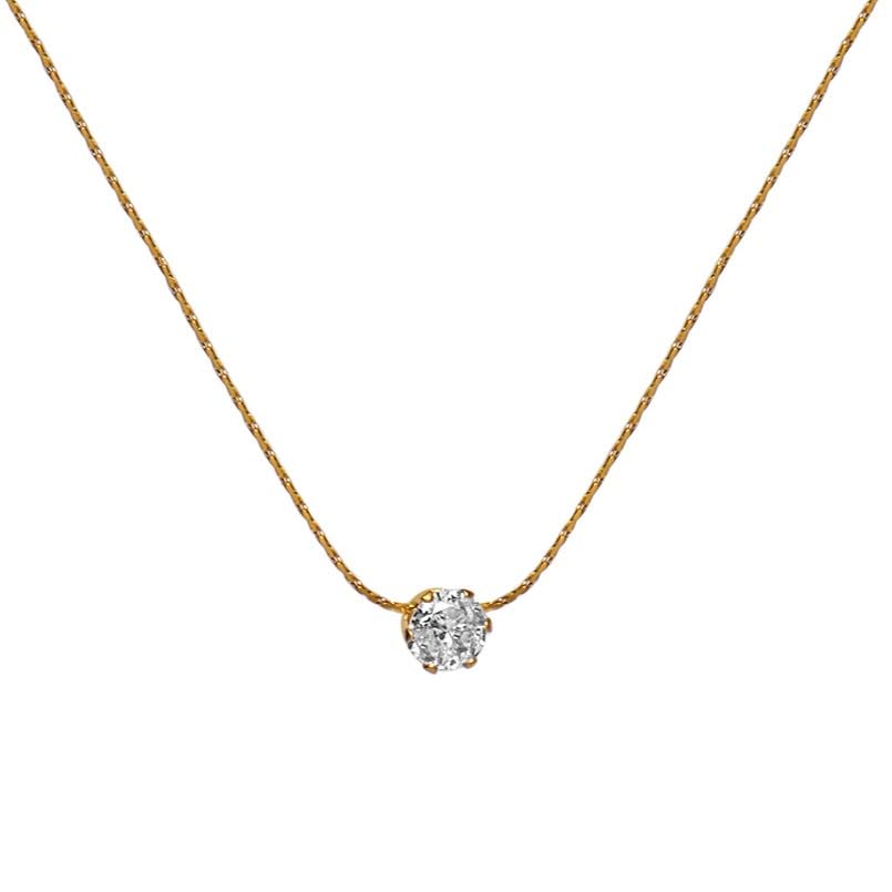 White Stone Danity Necklace for Women | Stylish Everyday Wear Minimal Anti-Tarnish Waterproof Jewelry | Birthday, Anniversary, Wedding Gifts for Wife & Mom