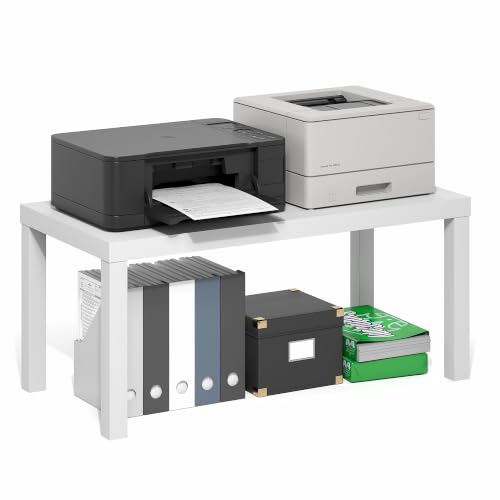 Image of Furinno CLASSIC Coffee Table, Modern Rectangle Printer Stand, White | 1.8 inch Triple Thick Tabletop, Toolless Assembly, Side Table, for Living Room, Home Office