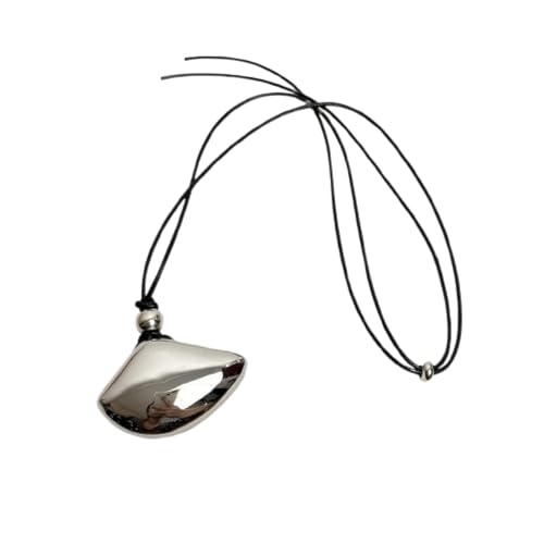 Collier pendentif coquille argenté rétro avec cordon en cuir réglable pour hommes et femmes Z-3122