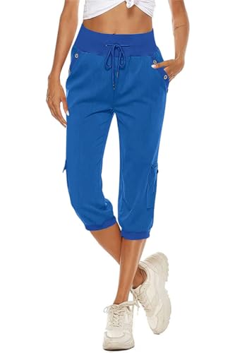 ORANDESIGNE Pantaloni Sportivi Donna di Lino Cotone Pantaloni Cropped Donna