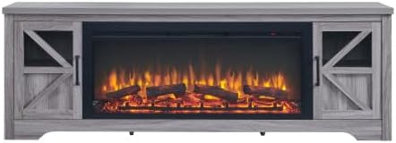 Donext 24 Inch 3D Flame Projector Electric Fireplace Stove, 4 Adjustable Flame Brightness, All Seasons Usable, Infrared Quartz, Remote, Removable Table Feet