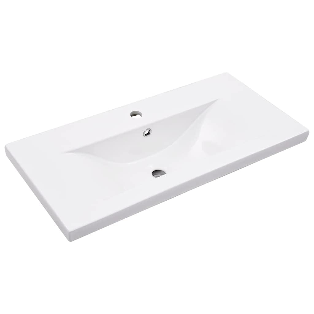 Mueble de baño con lavabo empotrable, color blanco, de hierro pulverizado y cerámica, 79 x 38 x 83 cm, con rebosadero, moderno espacio de lavado con espacio abierto para invitados o baño