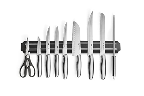 MAGNANI Küchenmesser Set 9-teilig aus Edelstahl, Messerset für die Küche mit Magnetleiste und Tragtasche, Auswahl an verschiedenen Messern, rostfrei Cover