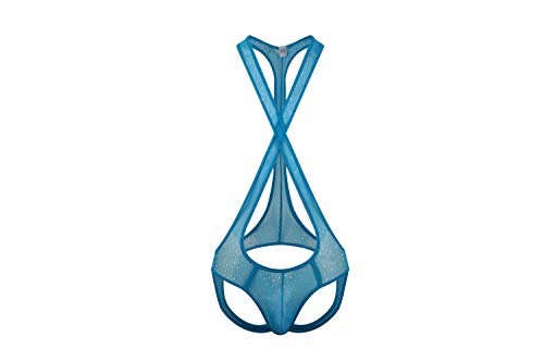 Swbreety Men's Jockstrap Leotard Underwear Jumpsuits Wrestling Singlet Bodysuit Blue