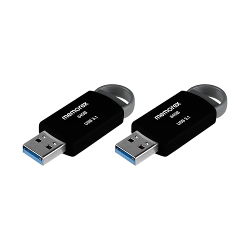 64GB Memorex USB 3.1 Flash Drive – Transfer Speeds Up to 10x Faster Than USB 2.0, Latest USB 3.1 Gen 1 Technology, Lightweight Design, for Daily File Management, Type-A Connector, 2-Pack