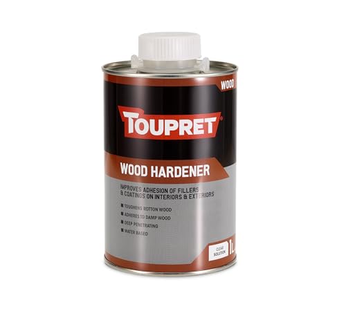 Toupret Wood Hardener - Deep Penetrating Stabiliser & Sealer - Strengthens Rotten Flaky or Soft Before Filler - Interior & Exterior Use - 1L