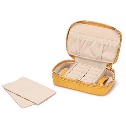 Small Jewelry Box, Travel Jewelry Organizer For Women Girls Gift, Little Case With Necklace Earring Ring Holder, Yellow #TOP4