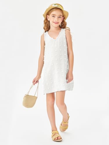 Image of Batermoon Girls Swim Cover Up V Neck Swiss Polka Dot Summer Beach Dress | Kids Cover-Ups, Sleeveless Vacation Swimwuits, Boho Cute Dresses with Pockets 4-14 Years