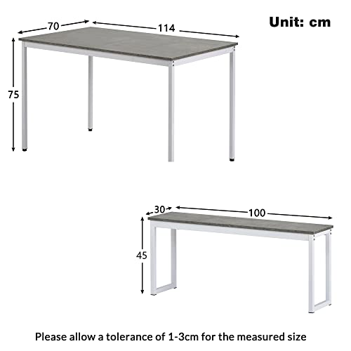 Merax 3-Piece Dining, Table and Bench, Furniture Set for Home Kitchen Patio Outdoor Industrial Style Steel Frame and Imitation Marble Veneer, Gray, 114 x 70 x 75 cm 2 Merax 3-Piece Dining, Table and Bench, Furniture Set for Home Kitchen Patio Outdoor Industrial Style Steel Frame and Imitation Marble Veneer, Gray, 114 x 70 x 75 cm - Image 2
