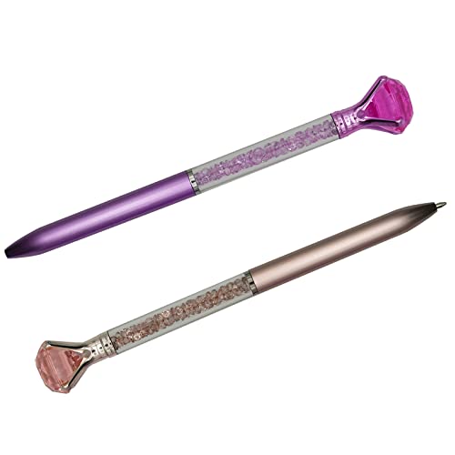 Maydahui 12Pcs Big Crystal Diamond Ballpoint Pens Colorful Retractable Bling Quicksand Pen Rhinestones Metal Pen Black Ink For School Office Wedding Party #TOP5