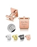 AllerPierce Personalised Cufflinks for Men, Custom Stainless Steel Cuff Links for Groom, Groomsmen, Dad, Father of Bride, Personalised Gifts for Wedding, Birthday, Father’s Day Anniversary - Rose Gold