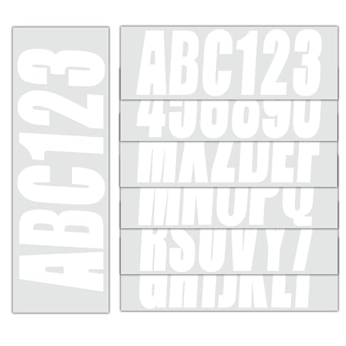 Image of 3 inch Registration Numbers and Letters Marine Sticker Decal | 4 Sets Alpha-Numeric Vinyl Letter for Jet Ski PWC Personal Watercraft White