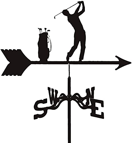 Golf Metal Weathervane,Sports Weather Vane with Roof Mount Roof Garden Decorations for Outdoor Farm Yard Garden Gazebo (Color : 4S)