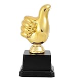 2pcs Golden Thumbs Up Trophy, 13cm/5.12in Thumb Up Trophy Engraving Funny Plastic Winner Award for Celebrations Sports Game Classroom Job Football Competition Rewards for Recognition (Square Bottom)