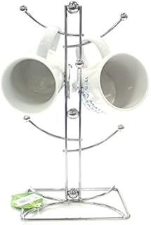 Stylish 6/8 Cup OR Banana Mug Tree Chrome Wire Stand Holder for Home BAR Restaurants (6 Cup Tree)