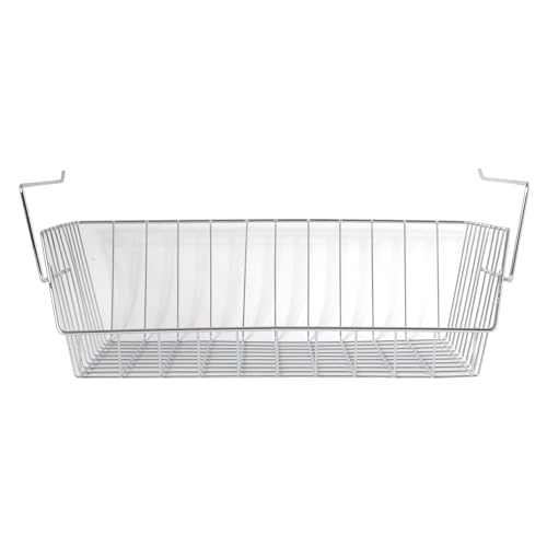 MSV Hängekorb aus Metall – 40x27x14cm – Silber – Aufbewahrungs-Korb für Küchenschränke Kleiderschränke Regale Unterbauschrank Unterbau-Regal - 2