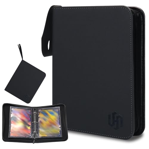 Jumbo Card Binder HYMENEX 80 Pockets Trading Card Binder with 40 Removable Double Sided Jumbo Cards Sleeves and Zipper for Oversized Cards - Portable & Lightweight 5.4 x 7.5 (Size L)
