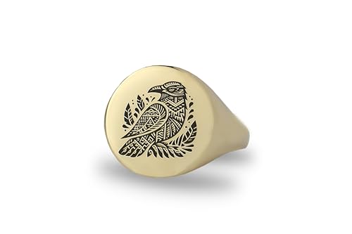 Bague corbeau en or 14k gravée avec soin pour un style mystique unique