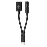 Stouch Lightning to 3.5mm Audio Adapter for iPhone 7 and iPhone7 Plus (with Lightning Port Charging + 3.5 mm Port) Compatible for iOS 10 or later [iOS 10.3] Black