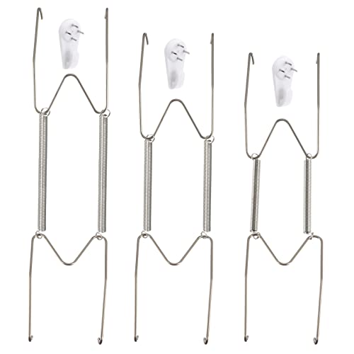 Image of uxcell 12 Pieces Plate Hanger, 8 12 14 Inch Stainless Steel Invisible Wall Plate Hangers with 12Pcs Wall Hooks and 50Pcs Protectors for Decorative Plates, Silver