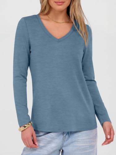 Image of ANRABESS Long Sleeve Shirts for Women Wrinkle Free V Neck Fall Top