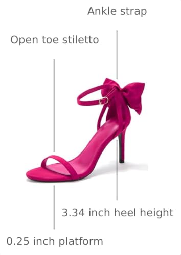 Image of Coutgo Womens Ankle Strap High Heels Open Toe Stiletto Bow Tie Knot Heeled Sandals Fashion Wedding Dress Pump Shoes