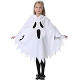 [Ymgot] おばけ コスプレ 子供 ハロウィン 仮装 ゴースト 幽霊 マント 蛍光効果 死神 悪魔 コスチューム 衣装 (ホワイト, M)