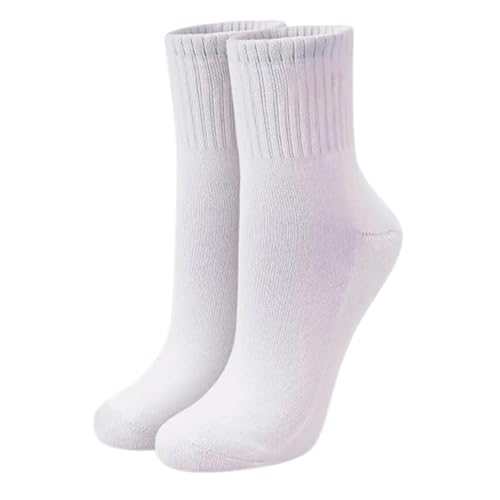 Meia Cano Médio Kit 6 Pares Meias Esportiva Branca, Punho Canelado, Adulto Unissex