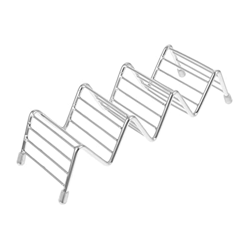 FUNOMOCYA 3 Pcs Crepe Stand Taco Tray Holder Condiment Taco Shell Holder Charcuterie Dinnerware Taco Rack Holder Accessories Tacos Holder Stand Standing Baking Rack Silver Stainless Steel