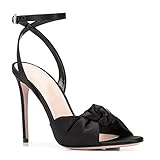 UN CHENSKN Sandales à Talons Hauts pour Femmes 12cm Mode Grande Taille Sardine Confortable têtes Rondes Stilettos tie Sandales pour Les Courses de Bal, Noir, 41 EU