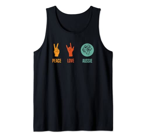 Vintage Peace Love Aussie Australian Shepherd Dog Gift Tank Top