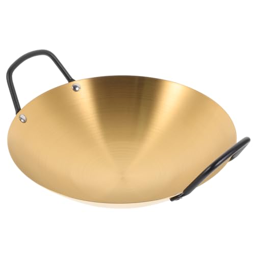 Olla Wok de acero inoxidable con doble asa y superficie antiadherente
