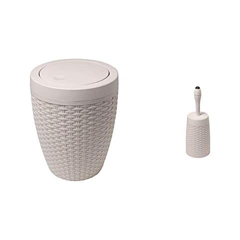 Addis Faux Rattan Bathroom Bin and Brush Set Cover